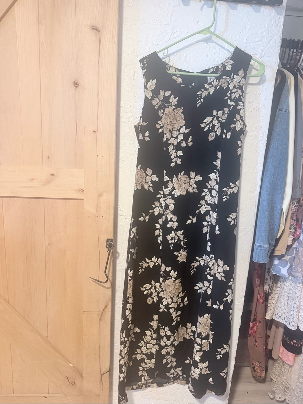 Studio I Black Maxi Dress with Cream Floral Motif